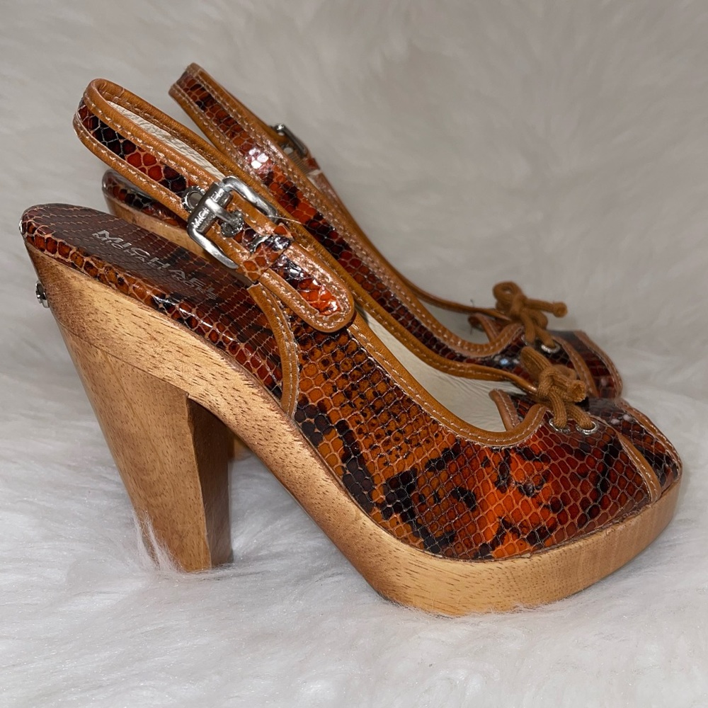 Michael Kors snakeskin wood heels